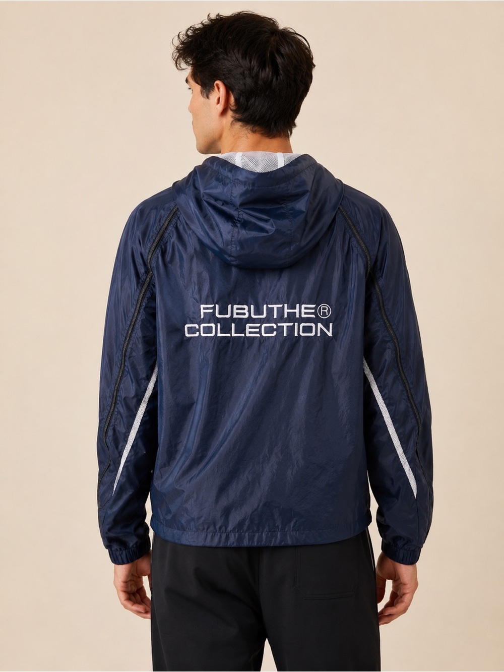 Vintage Fubu Collection Navy Hooded Windbreaker Jacket Lightweight  x large xl
